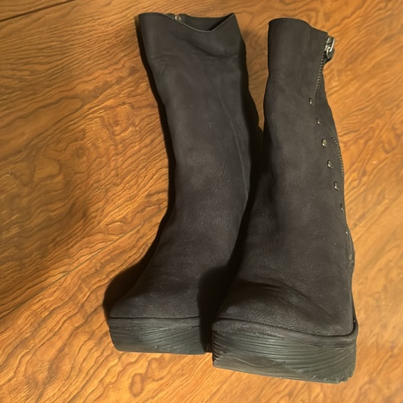 FLY London Nubuck Suede Leather Zip Mid Boots Yemi Black EU 40 / US 9.5 LIKE NEW - Picture 8 of 11